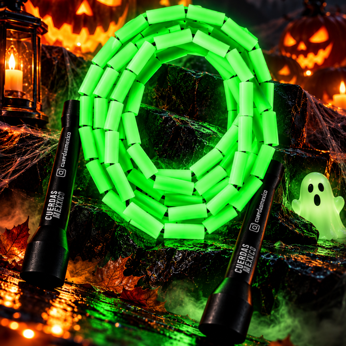 Cuerda para saltar Segmentada - Fosforescente Glow in the Dark (Verde Neón)
