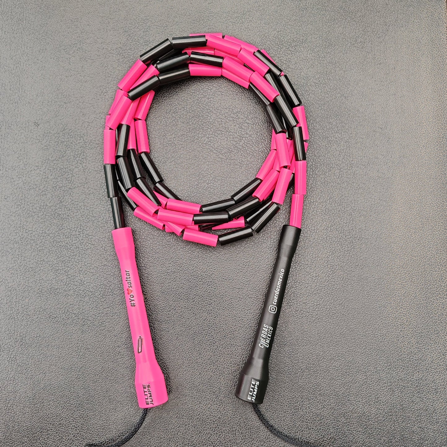 Cuerda para saltar Segmentada- Negro con rosa (Multicolor)